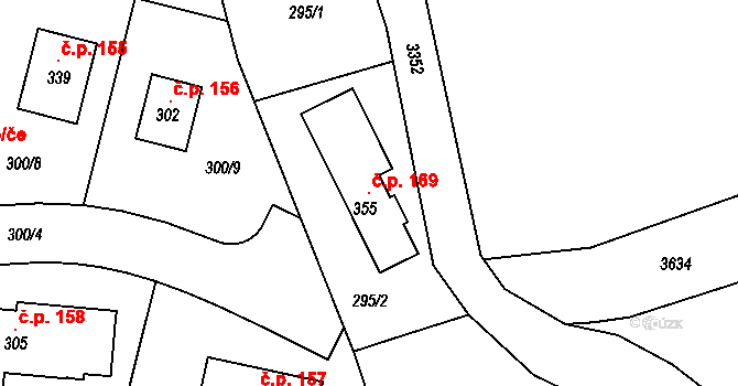 Lipovka 169, Rychnov nad Kněžnou na parcele st. 355 v KÚ Lipovka u Rychnova nad Kněžnou, Katastrální mapa