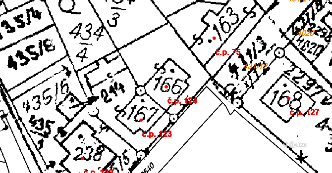 Ctidružice 124 na parcele st. 166 v KÚ Ctidružice, Katastrální mapa