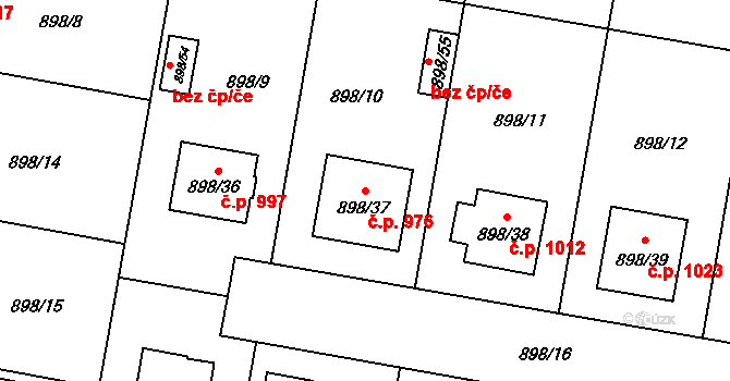 Vratimov 976 na parcele st. 898/37 v KÚ Vratimov, Katastrální mapa