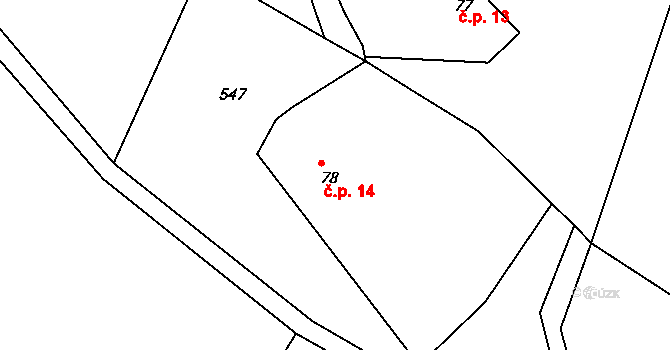 Zásadka 14, Boseň na parcele st. 78 v KÚ Boseň, Katastrální mapa