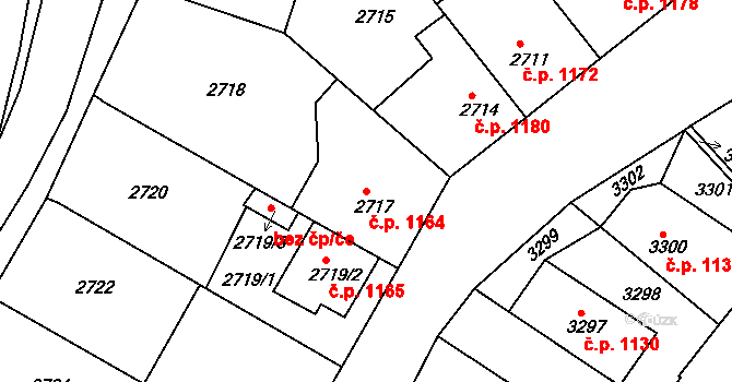 Roztoky 1164 na parcele st. 2717 v KÚ Žalov, Katastrální mapa