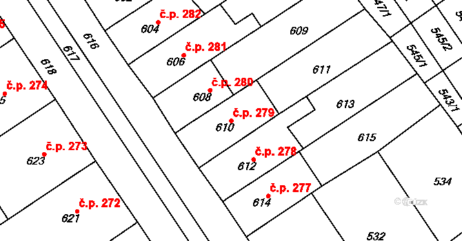 Zarazice 279, Veselí nad Moravou na parcele st. 610 v KÚ Zarazice, Katastrální mapa