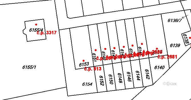 Kladno 2675 na parcele st. 6151 v KÚ Kladno, Katastrální mapa