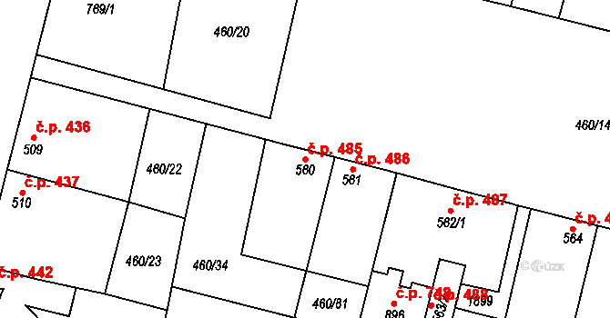 Libochovice 485 na parcele st. 560 v KÚ Libochovice, Katastrální mapa