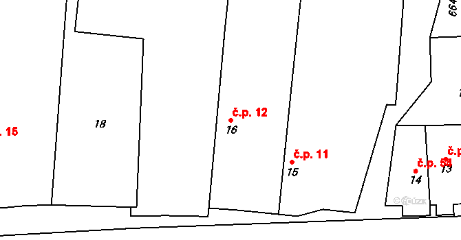 Podbradec 12, Mšené-lázně na parcele st. 16 v KÚ Podbradec, Katastrální mapa