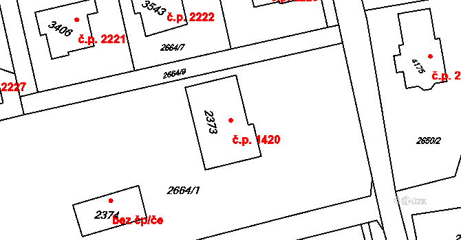 Rožnov pod Radhoštěm 1420 na parcele st. 2373 v KÚ Rožnov pod Radhoštěm, Katastrální mapa