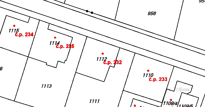 Pudlov 232, Bohumín na parcele st. 1112 v KÚ Pudlov, Katastrální mapa