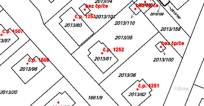 Pelhřimov 1252 na parcele st. 2013/81 v KÚ Pelhřimov, Katastrální mapa