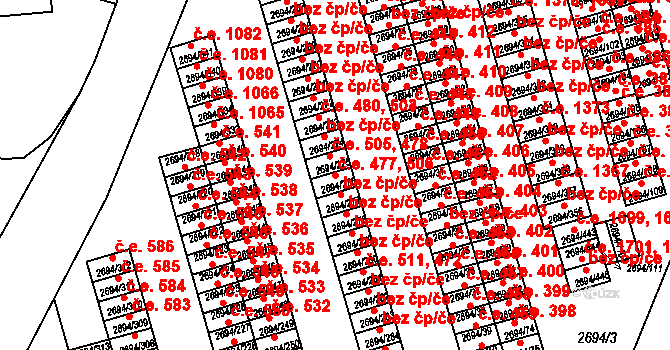 Pelhřimov 477,506 na parcele st. 2694/276 v KÚ Pelhřimov, Katastrální mapa