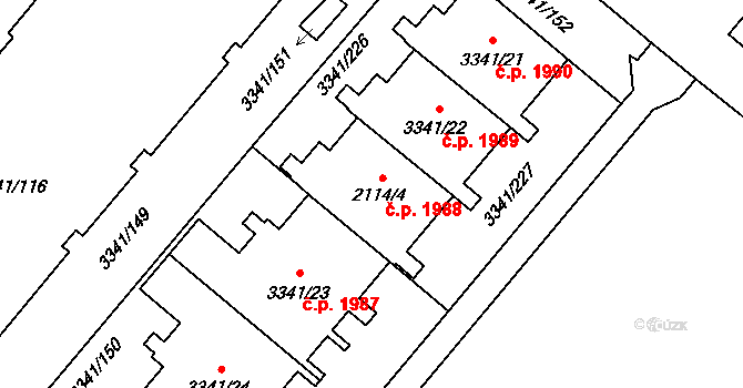 Chodov 1988, Praha na parcele st. 2114/4 v KÚ Chodov, Katastrální mapa