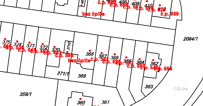 Košíře 526, Praha na parcele st. 367 v KÚ Košíře, Katastrální mapa