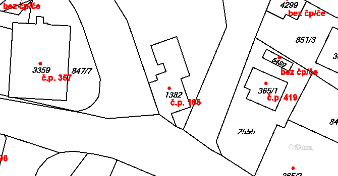 Kryblice 165, Trutnov na parcele st. 1382 v KÚ Trutnov, Katastrální mapa