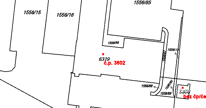 Hodonín 3602 na parcele st. 6319 v KÚ Hodonín, Katastrální mapa