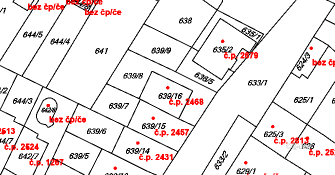 České Budějovice 3 2468, České Budějovice na parcele st. 639/16 v KÚ České Budějovice 3, Katastrální mapa