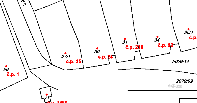Letkovice 24, Ivančice na parcele st. 30 v KÚ Letkovice, Katastrální mapa