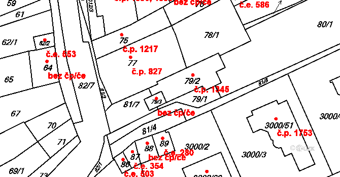 Šlapanice 1345 na parcele st. 79/2 v KÚ Šlapanice u Brna, Katastrální mapa