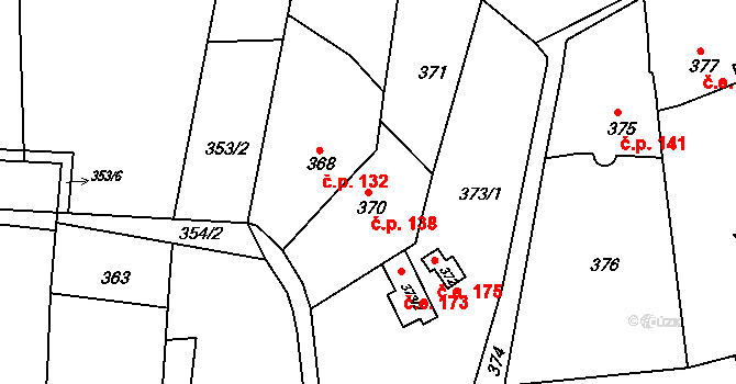 Řícmanice 138 na parcele st. 370 v KÚ Řícmanice, Katastrální mapa