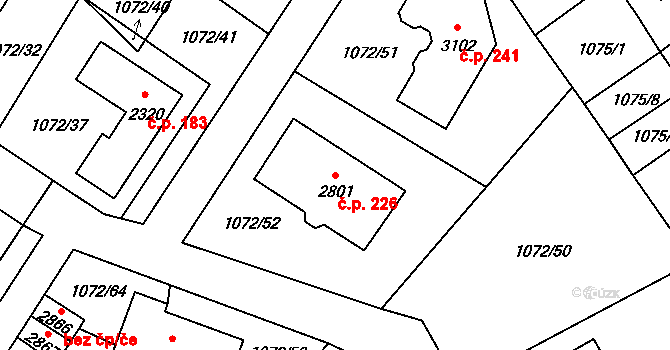 Hamrníky 226, Mariánské Lázně na parcele st. 2801 v KÚ Úšovice, Katastrální mapa
