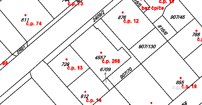 Beroun-Zavadilka 268, Beroun na parcele st. 4557 v KÚ Beroun, Katastrální mapa
