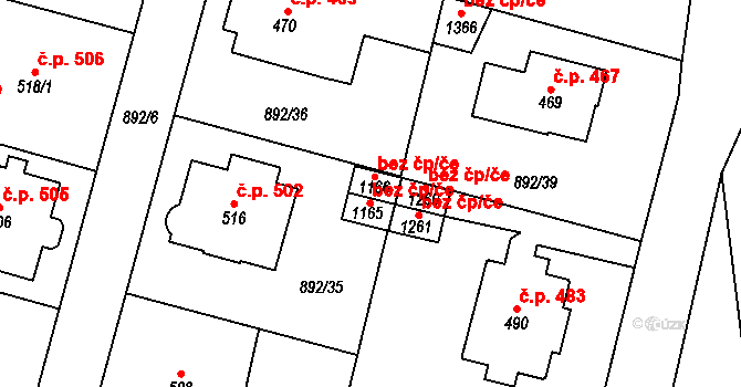 Mariánské Lázně 38800853 na parcele st. 1166 v KÚ Mariánské Lázně, Katastrální mapa