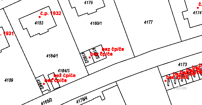 Žižkov 2918, Praha na parcele st. 4180/3 v KÚ Žižkov, Katastrální mapa