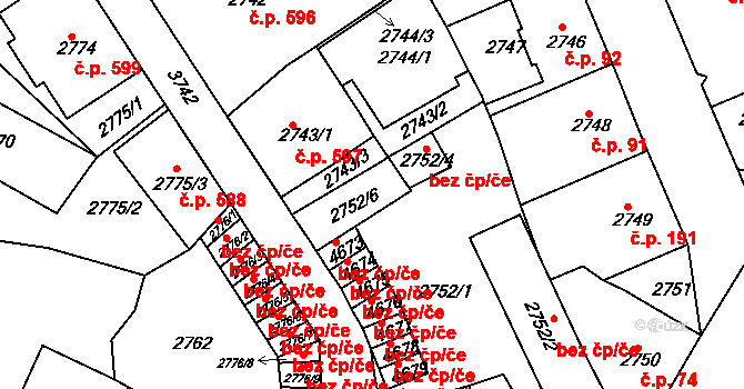 Kutná Hora 41738853 na parcele st. 2752/6 v KÚ Kutná Hora, Katastrální mapa