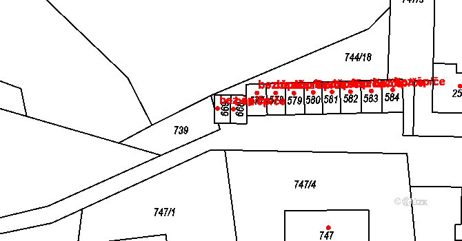 Hanušovice 43277853 na parcele st. 668 v KÚ Hanušovice, Katastrální mapa