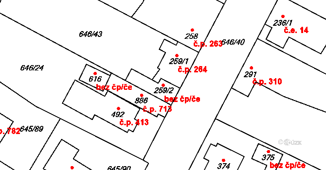 Líbeznice 43364853 na parcele st. 259/2 v KÚ Líbeznice, Katastrální mapa