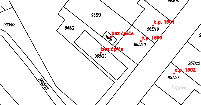 Opava 43804853 na parcele st. 965/23 v KÚ Opava-Předměstí, Katastrální mapa