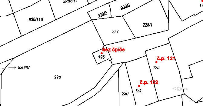 Hořepník 45262853 na parcele st. 196 v KÚ Hořepník, Katastrální mapa
