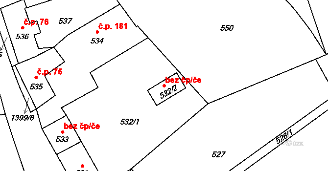 Divišov 45395853 na parcele st. 532/2 v KÚ Divišov u Benešova, Katastrální mapa