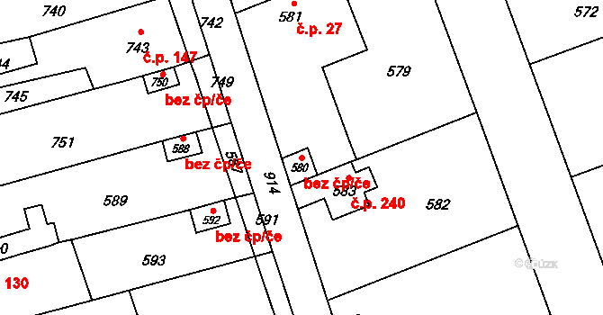 Přerov 48323853 na parcele st. 580 v KÚ Čekyně, Katastrální mapa