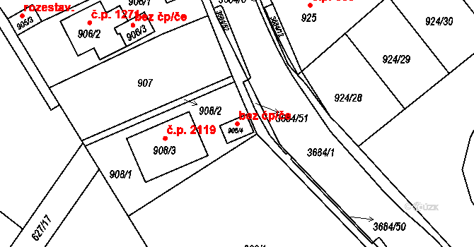 České Budějovice 48728853 na parcele st. 908/4 v KÚ České Budějovice 5, Katastrální mapa