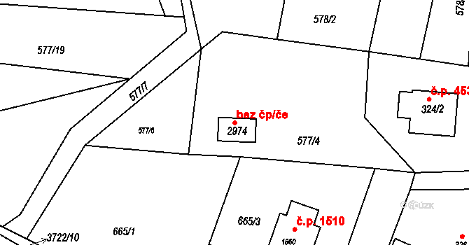 Rožnov pod Radhoštěm 49208853 na parcele st. 2974 v KÚ Rožnov pod Radhoštěm, Katastrální mapa