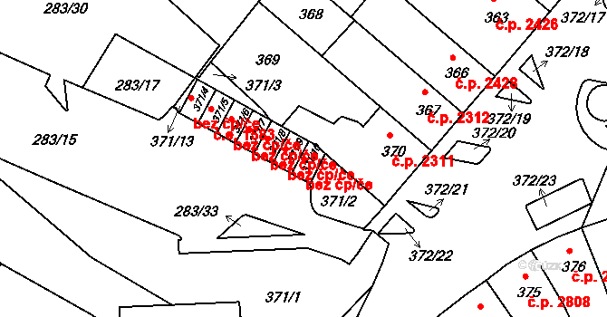 Chomutov 1557 na parcele st. 371/10 v KÚ Chomutov II, Katastrální mapa