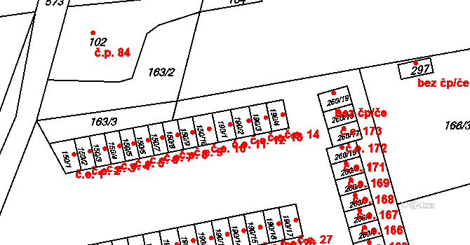 Loučná 12, Lom na parcele st. 190/2 v KÚ Loučná u Lomu, Katastrální mapa