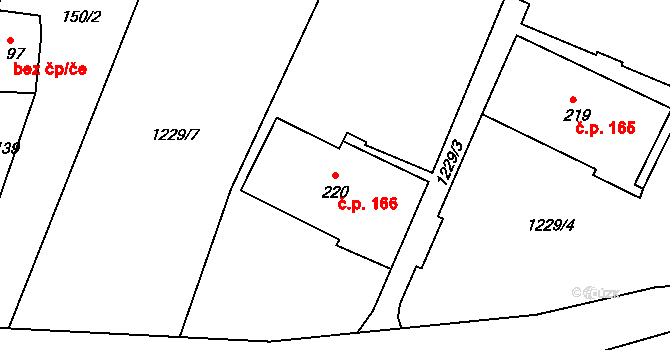 Kerhartice 166, Česká Kamenice na parcele st. 220 v KÚ Kerhartice, Katastrální mapa