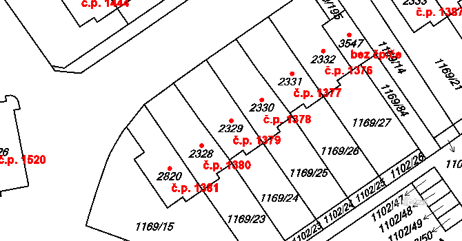 Hlinsko 1379 na parcele st. 2329 v KÚ Hlinsko v Čechách, Katastrální mapa