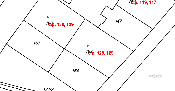 Orlice 128,129, Letohrad na parcele st. 163 v KÚ Orlice, Katastrální mapa