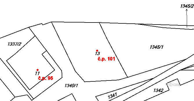 Kobylá nad Vidnavkou 101 na parcele st. 13 v KÚ Kobylá nad Vidnavkou, Katastrální mapa