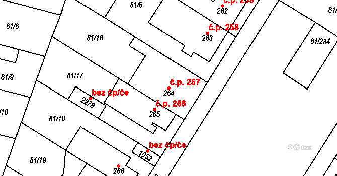 Lobeček 257, Kralupy nad Vltavou na parcele st. 264 v KÚ Lobeček, Katastrální mapa