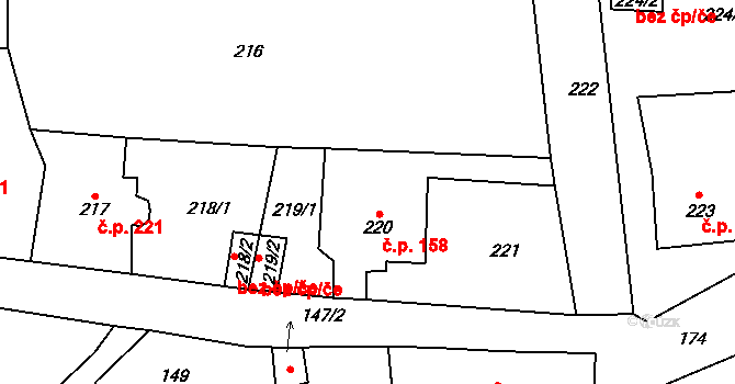 Kozolupy 158 na parcele st. 220 v KÚ Kozolupy u Plzně, Katastrální mapa
