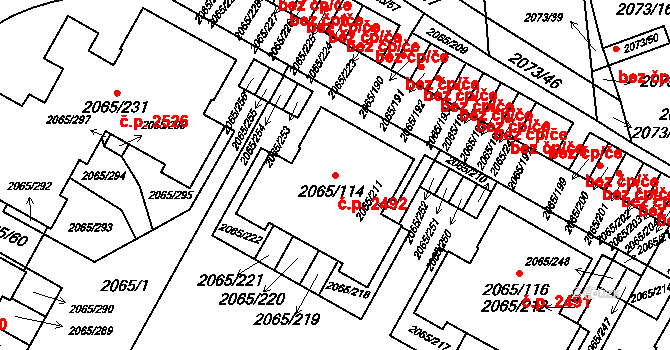 Boskovice 2492 na parcele st. 2065/114 v KÚ Boskovice, Katastrální mapa