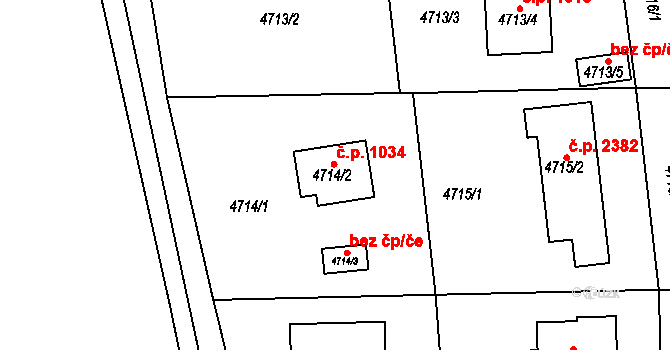 Černošice 1034 na parcele st. 4714/2 v KÚ Černošice, Katastrální mapa
