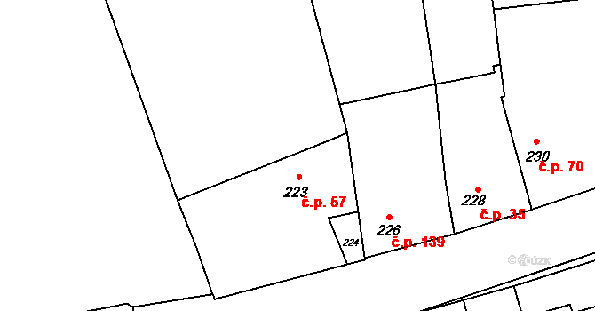 Meclov 57 na parcele st. 223 v KÚ Meclov, Katastrální mapa