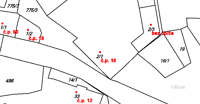 Plískov 19 na parcele st. 2/1 v KÚ Plískov, Katastrální mapa