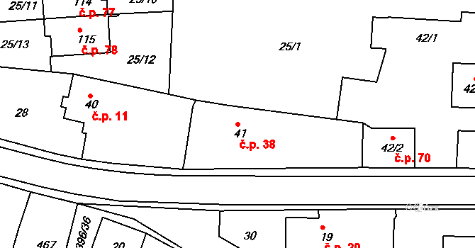 Říkov 38 na parcele st. 41 v KÚ Říkov, Katastrální mapa
