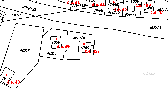 Ohrobec 328 na parcele st. 1049 v KÚ Ohrobec, Katastrální mapa