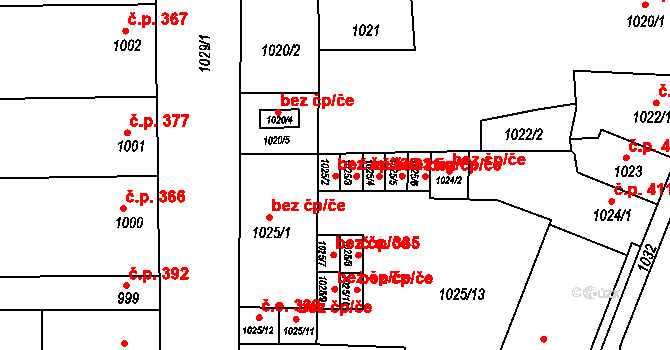 Podbořany 329 na parcele st. 1025/2 v KÚ Podbořany, Katastrální mapa