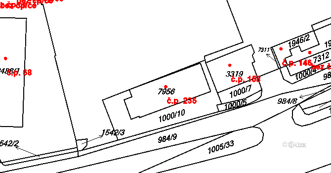 Jejkov 235, Třebíč na parcele st. 7956 v KÚ Třebíč, Katastrální mapa